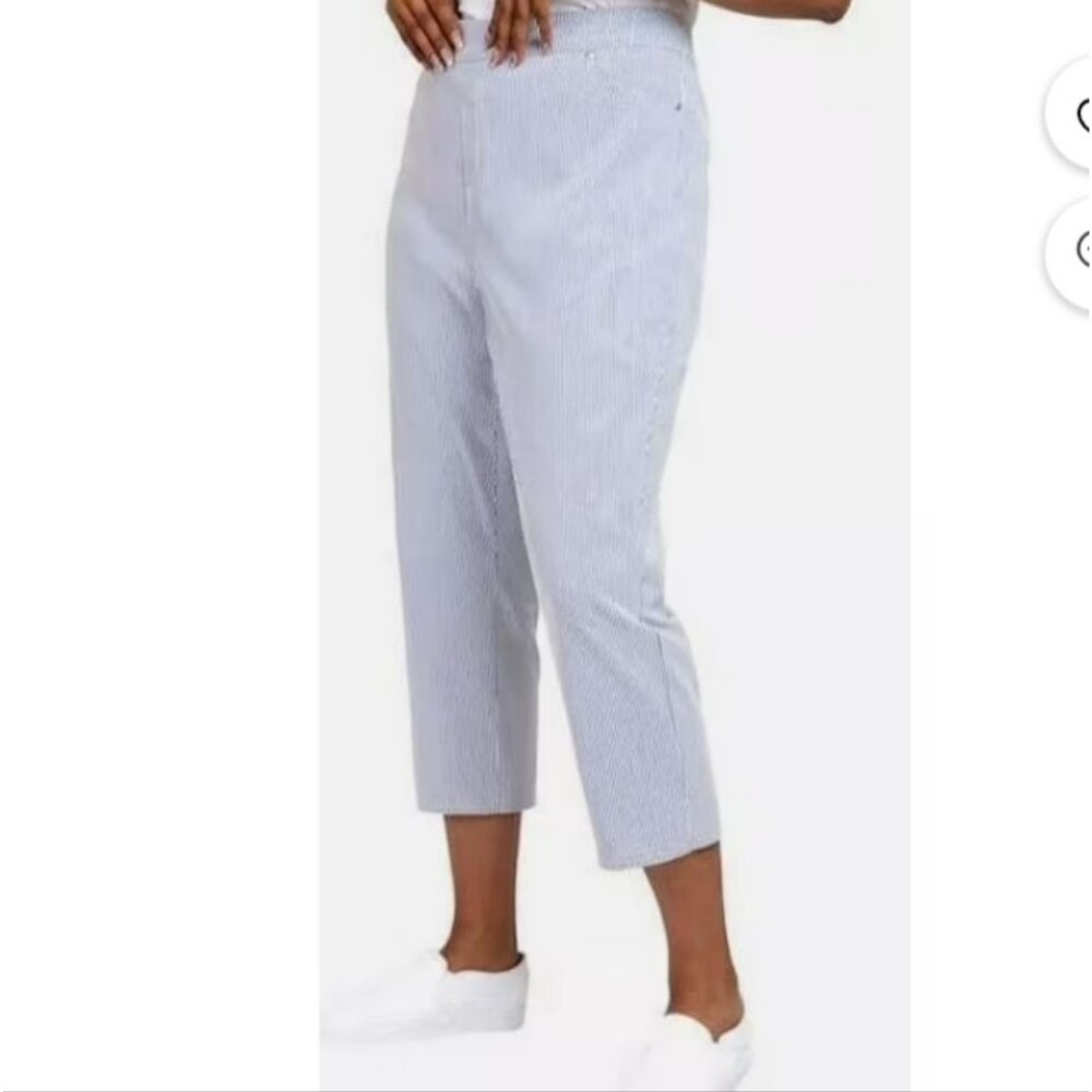 New Striped Pull-On Comfort Stretch Capri XL Mario Serrani Blue White NWT